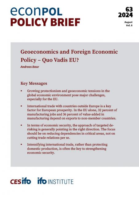 Cover of EconPol Policy Brief 63 - Geoeconomics and Foreign Economic Policy – Quo Vadis EU?